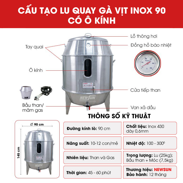 Cấu tạo lu quay vịt có kính phi 90cm Cấu tạo lu quay vịt có kính phi 90cm