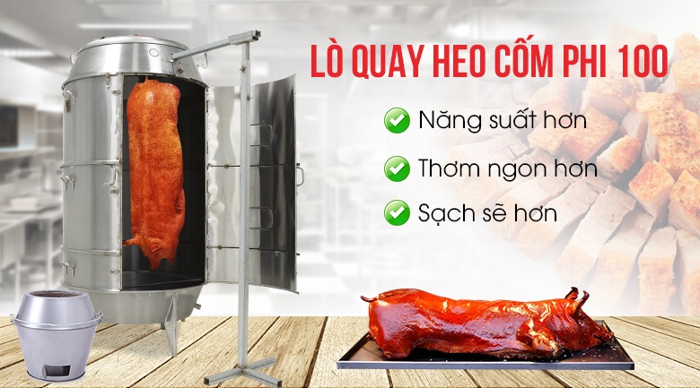 Lò quay heo nguyên con dùng than
