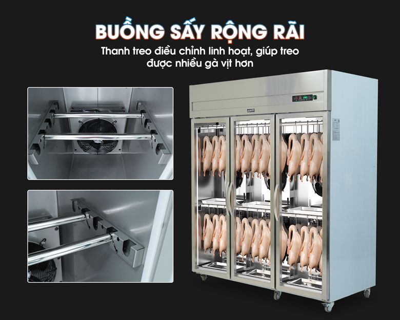 Buồng sấy rộng rãi
