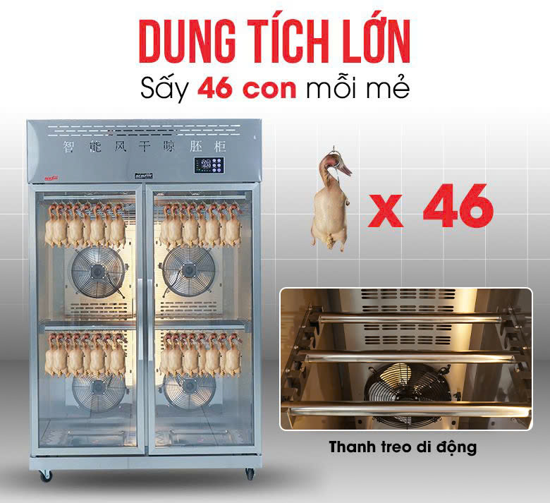 Buồng sấy rộng rãi, dung tích lớn