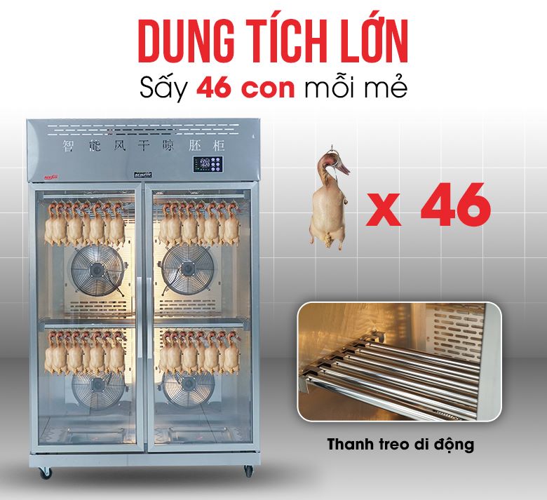 Buồng sấy rộng rãi, dung tích lớn