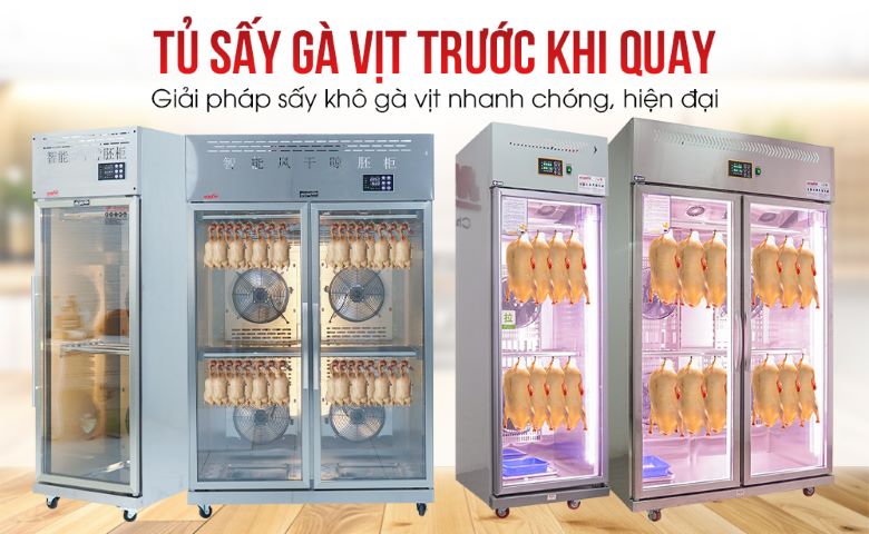Tủ sấy gà vịt trước khi quay