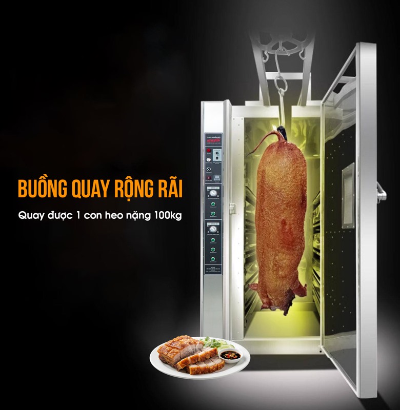 Thiết kế buồng quay rộng, phù hợp heo nguyên con cỡ lớn