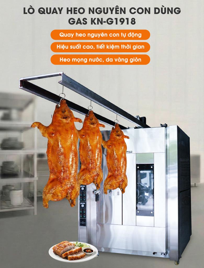 Lò quay heo nguyên con KN-G1918 dùng gas 